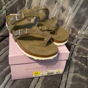 Madden Girl Brycee Sandal- grey rhinestones